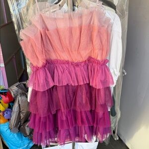Storia Elegant Pink and Purple ombré Tulle Dress